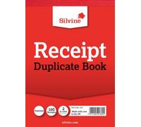 Silvo Silvine Duplicate Receipt Book, Cheque Book Style - 40 Receipts Per Book,red,80 X 202mm