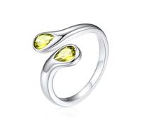 Silvora Adjustable Silver Open Ring for Women, Cubic Zirconia August Peridot Yellow Birthstone White Gold Plated Thumb Rings Jewellery Gift