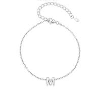 Silvora S925 Sterling Silver Bracelet for Women, Initial Charm Bracelet, Adjustable Hand Chain Letter A-Z Jewellery Gift for Women Girls Sisters Friends Mom Daughter with Gift Box