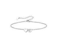 Silvora S925 Sterling Silver Heart Initial Bracelet, Love Letter A-Z Adjustable Jewellery Gift for Women Girls Sisters Friends Mom Daughter with Gift Box