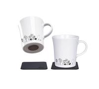 silwy einfach anziehend Porcelain Magnetic Handle Cups Camping (Set of 2) Includes Two Metal Nano Gel Pads Black - Non-Slip Camping and Caravanning Cups, Boat and Yacht Accessories