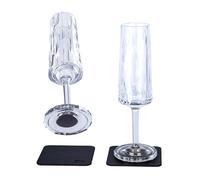 Silwy Magnetic Plastic Champagne Prosecco Glasses & Nano-gel Coasters - Set of 2