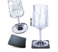 silwy Magnetic System, high-tech Plastic Glasses and Metal-Nano-Gel-Pads - Non-Slip, Camping, Boat and Yacht Accessories (Wine/0.3 l/Set of 2 /Clear)