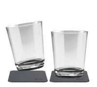 Silwy, simply attractive magnetic glasses, non-slip, unbreakable plastic cups with integrated magnet and metal coasters for camping, boats, children, Pearl Grey, 2x0.25l