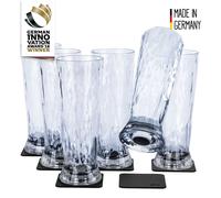 Silwy Magnetic Plastic Beer Glasses with Nano-gel Coasters - Set of 6
