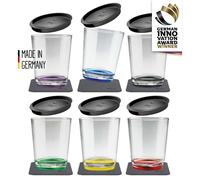 Silwy Magnetic Plastic Cups, Lids & Nano-gel pads - Set of 6 - Multicoloured