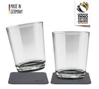 Silwy Magnetic Plastic Drinking Cup & Nano-gel Coasters - Set of 2 - Pearl Grey