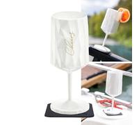 Silwy® Magnetic Plastic Glass Wine Cheers 300 ml in White with Metal Nano Gel Pad - Non-Slip Camping Glasses, Boat and Yacht Accessories