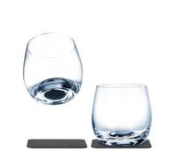 silwy Magnetic System, Crystal Glasses with Integrated Magnet and Metallic Coasters - Non-Slip Camping Glasses, Boat Yacht Accessories // Whisky