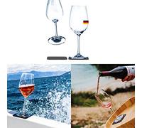 silwy Magnetic System, Crystal Glasses with Integrated Magnet and Metallic Coasters - Non-Slip Camping Glasses, Boat Yacht Accessories // Wine