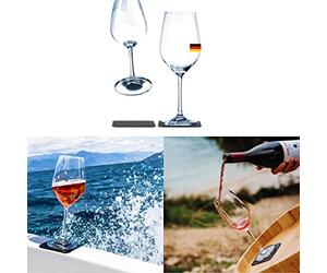 silwy Magnetic System, Crystal Glasses with Integrated Magnet and Metallic Coasters - Non-Slip Camping Glasses, Boat Yacht Accessories // Wine