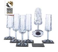 silwy Magnetic System, high-tech Plastic Glasses and Metal-Nano-Gel-Pads - Camping, Boat and Yacht Accessories (Prosecco/0.15 l/Set of 6 /Clear)