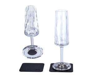 silwy Magnetic System, high-tech Plastic Glasses and Metal-Nano-Gel-Pads - Camping, Boat and Yacht Accessories (Prosecco/0.15 l/Set of 2 /Clear)
