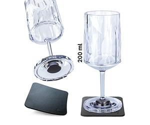 silwy Magnetic System, high-tech Plastic Glasses and Metal-Nano-Gel-Pads - Non-Slip, Camping, Boat and Yacht Accessories (Wine/0.3 l/Set of 2 /Clear)