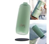 Silwy® Magnetic Thermal Cup SAGE with Metal Nano Gel Pad - Stable Premium Coffee Mug/Tea Mug, Leak-Proof, Keeps Drinks Hot for 3 Hours - for Campers, Home and Travel (SAGE)