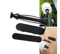 Silwy® Magnetic Toilet Roll Holder with Roll Stop - Black, Scratch Resistant & Drilling Free - Includes Metal Strip & 3M Tape - Ideal for Campers, Motorhomes & Vans