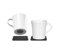 Silwy Porcelain White Magnetic Coffee Tea Mugs & Metal-Nano-Gel-Pads - Set of 2