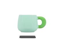 silwy® Porcelain Magnetic Handle Pot with Metal Nano Gel Pad - Stable Magnetic Cup for Camper, Van, Boat & Home - Made in Germany (TROPICALMINT)