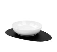 Silwy® Set of Magnetic Food Bowl (Porcelain) and Nano Gel Placemat - Perfect for Camping, Caravanning and Boating - Non-Slip Tableware without Rattling Stackable Bowl for Fruit, Salad, Pasta, etc.