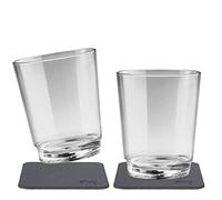 Silwy, simply attractive magnetic glasses, non-slip, unbreakable plastic cups with integrated magnet and metal coasters for camping, boats, children, The Classic, 2x0.25l