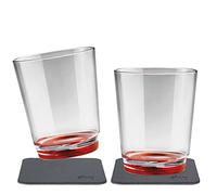 Silwy, simply attractive magnetic glasses, non-slip, unbreakable plastic cups with integrated magnet and metal coasters for camping, boats, children, Ready Red, 2x0.25l