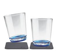 Silwy, simply attractive magnetic glasses, non-slip, unbreakable plastic cups with integrated magnet and metal coasters for camping, boats, children, Lui Blue, 2x0.25l