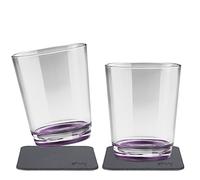 Silwy, simply attractive magnetic glasses, non-slip, unbreakable plastic cups with integrated magnet and metal coasters for camping, boats, children, Very Berry, 2x0.25l