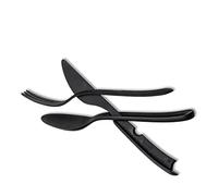 Silwy® "Tricky" Cutlery Set in Black (3-Piece Consisting of Knife, Fork and Spoon) - Compact Click System Creates Order - Perfect for Camping, Caravanning and Boating