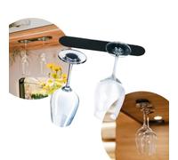 Silwy Wine Glass Set Including Magnetic Crystal Glasses (0.25 L), Metallic Nano Coasters, Metal Strip 25 cm Black - Elegant, Non-Slip Wine Rack - Made in Germany