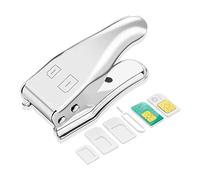 Sim Card Cutter, Micro SIM/Nano SIM Card Cutter, 2-in-1 Cutting SIM Card Standard to Micro/Micro to Nano Dual Sim Card Cutter Punch Sim Card Cutter with 3 SIM Adapters&1 Ejection Pin (Silver)