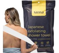 Sima Brand Exfoliating Washcloth Face & Body Scrub Towel - Japanese Exfoliating Towel with Hexagon Fibers, 2-Sided Scrubber & Wash (White)