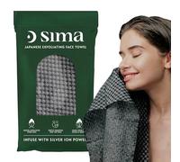 Sima Brand Exfoliating Washcloth Face & Body Scrub Towel - Japanese Exfoliating Towel with Hexagon Fibers, Exfoliating Body Scrubber with 2 Sides for Scrubbing & Washing (Face Towel - Black)