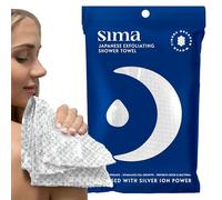 Sima Brand Exfoliating Washcloth Face & Body Scrub Towel - Japanese Exfoliating Towel with Hexagon Fibers, 2-Sided Scrubber & Wash (White)