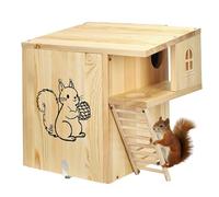 Simabsie Squirrel House for Outside, Large Pine Wood Nesting Box with Locking Door, Weatherproof Roof, Porch & Anti-Predator Design for Squirrels