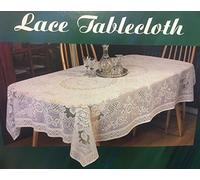 SIMACO NOTTINGHAM LACE WHITE FLORAL ROSES SQUARE TABLECLOTH 130m x 130cm (52" x 52")