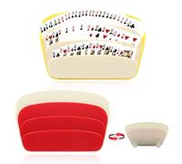 Simaixing 2 PCS Playing Card Holders for Adults, 3 Layers Design Game Card Holder Stand for Playing Cards, Poker Parties, Family Card Game Nights (Red, Yellow)