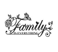 Simaixing Family Sign Wall Decor, Family Is Everything Word Sign with Butterfly Flower Black Metal Wall Decor for Living Room, Art Wall Hanging Decor for Dining Room, Bedroom, Kitchen (Black)