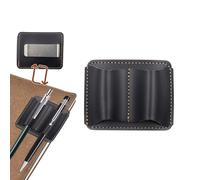 Simaixing Leather Pen Holder for Notebook, 2.9 x 2.3Inch Handmade Small Notebook Pen Holder with Clip, Double Slot Pencil Pen Sleeve for Journal, Book, Clipboard (Black)