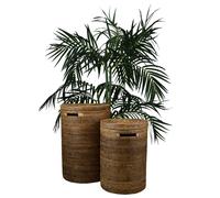Simandra Wäschekorb Wäschebox With Lid 100% Ata Rattan Palm, Round