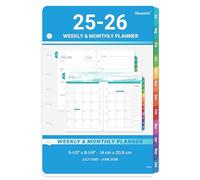Simannie 2025-2026 Planner Refills, A5, 8.5" x 5.5", Monthly & Weekly Spread, 7-Hole Punch, Blue