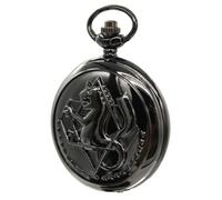 SIMAOTE Fullmetal Alchemist Pocket Watch Vintage Quartz Pocket Watch with Chain for Men Women Cosplay Accessories Anime Merch, Black-02, Classic and Vintage
