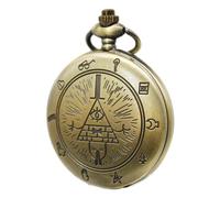 SIMAOTE Vintage Pocket Watch, Gravity Falls - Bill Cipher Pocket Watch with Chain for Men Women, Bronze-1, Vintage