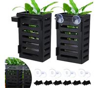 simarro 2 Pack Hanging Aquarium Plant Holder, Fish Tank Plant Holder with 12Pcs Hooks and 8Pcs Suction Cups, Suitable for Aquatic Plant Cultivation and Fish Tank Live Aquarium Plants