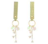 simarro 2Pcs Lily of The Valley Flower Key Chain, Women's Leather Key Rings Keychain for Car Keys Cute Handbag Key Chain for Women And Girls Gifts
