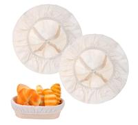 simarro 2PCS Proofing Basket Cloth Bowl Covers, Bread Proofing Cloth Liner Reusable Sourdough Baking Basket Cover Natural Rattan Banneton Proofingcloth Elastic Linen for Bakery Home Baking