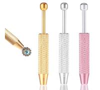 simarro 3-Piece Set of Perforated Ball Grabber, 4-Claw Stainless Steel Rhinestone Picking Tool, Mini Grabber Pen Tweezers, Electronic Component Perforation Auxiliary Pen, Diamond Pearl Gemstone