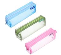 simarro 3Pcs Mesh Makeup Brush Bag, Portable Clear Cosmetic Bags Zippered Mesh Pencil Case Organizer Stationery Storage Bag for Office Supplies Cosmetics Makeup Travel Accessories