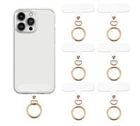 simarro 6Pcs Phone Lanyard Patch Pad with 6 Metal Spring Rings, Universal Phone Tether Tab Phone Strap Connector Multifunctional Mobile Phone Lanyard Patch for Most Cell Phones Cases(Gold)