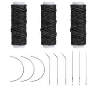 simarro Hair Needle and Thread Set Sewing Hair 12Pcs Set Professional Hair- Extension Tools 9Pcs Weave Curved Needle with 3Pcs Black Threads for Making Wig DIY Hand Sewing Decoration Weave Extension