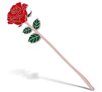 simarro Metal Red Rose Bookmark, Flower Book Page Holder for Reading Lovers, Cute Bookmarks Gift for Teacher Appreciation Gifts Valentine Mother's Day Thanksgiving Gift for Women Girls(Red)